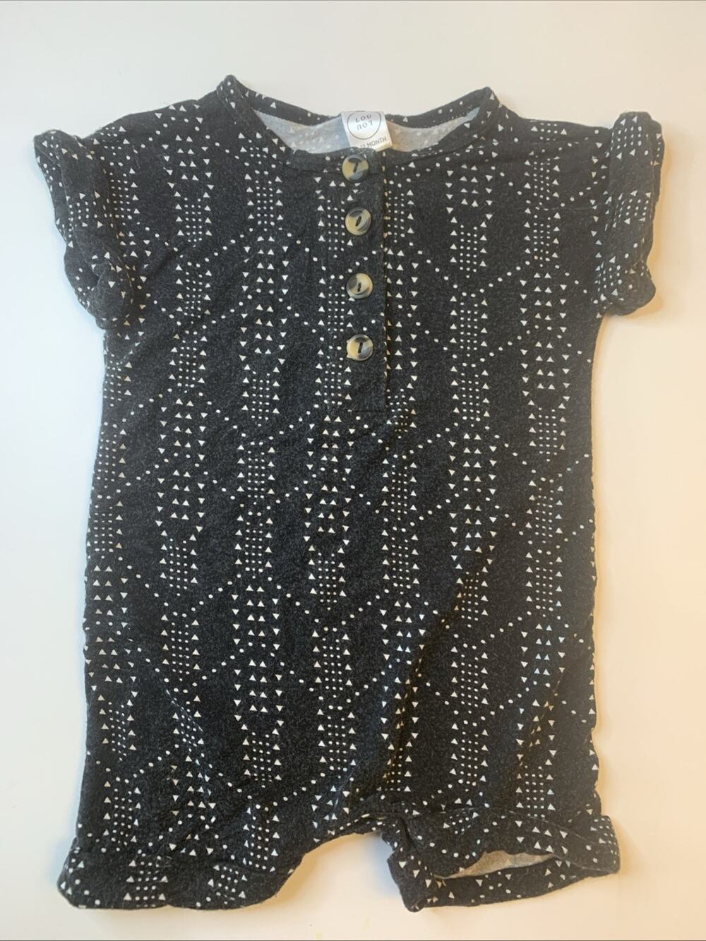 Lou Lou & Company Corey Romper 6-12M Black Geometric Unisex Baby